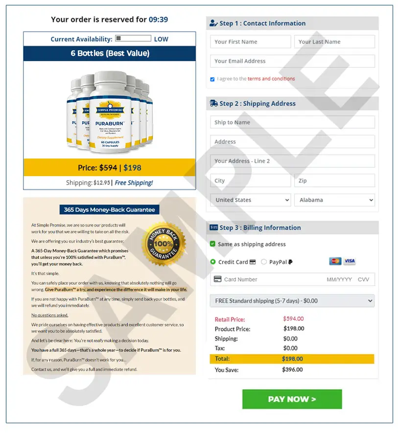 PuraBurn PuraBurn Order Page